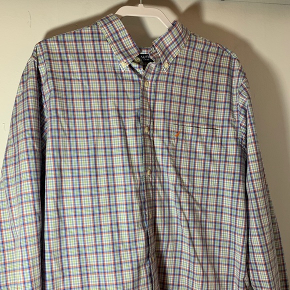 XL BLACK PLAID NWT NAUTICA MENS DRESS SHIRT REGULAR FIT YELLOW